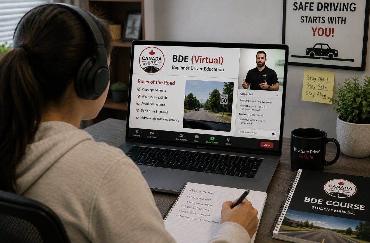 Student attending Canada Drivers Virtual BDE